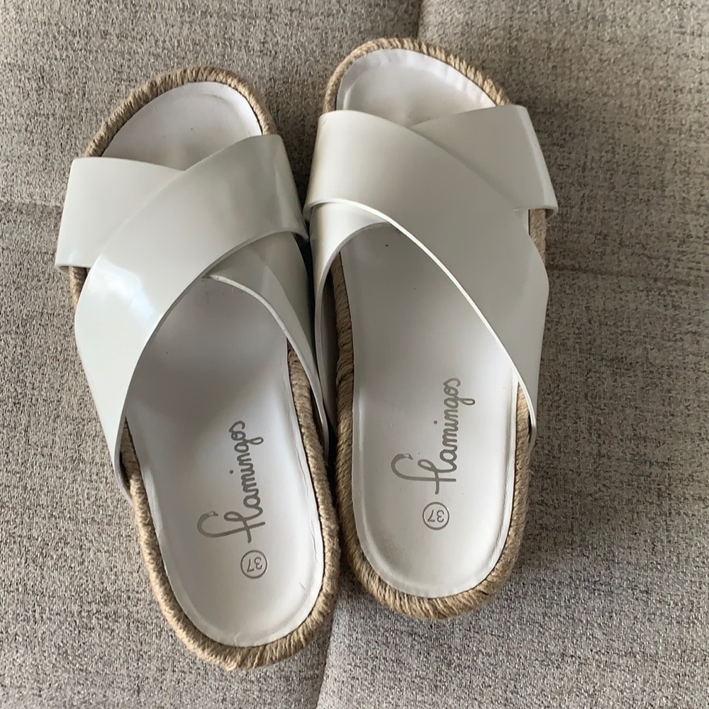 Flamingos Delano white sandals espadrilles